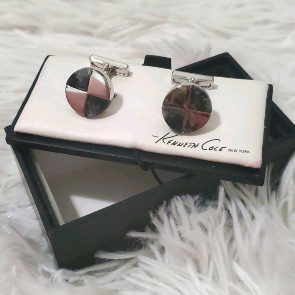 Kenneth Cole Granite & Sterling silver cuff links - Picture 7 of 7